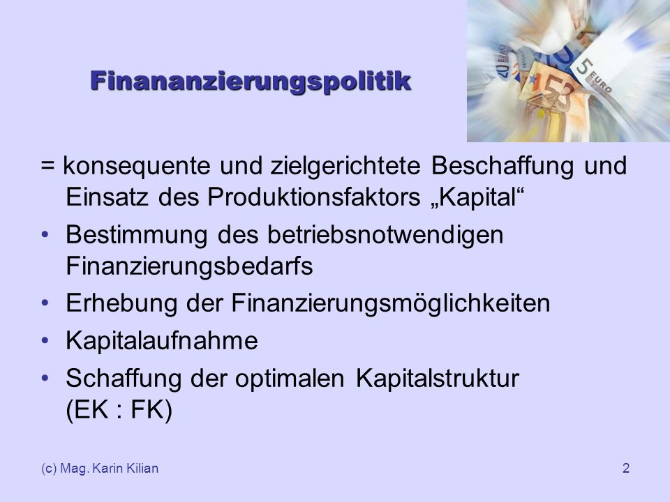 Finananzierungspolitik