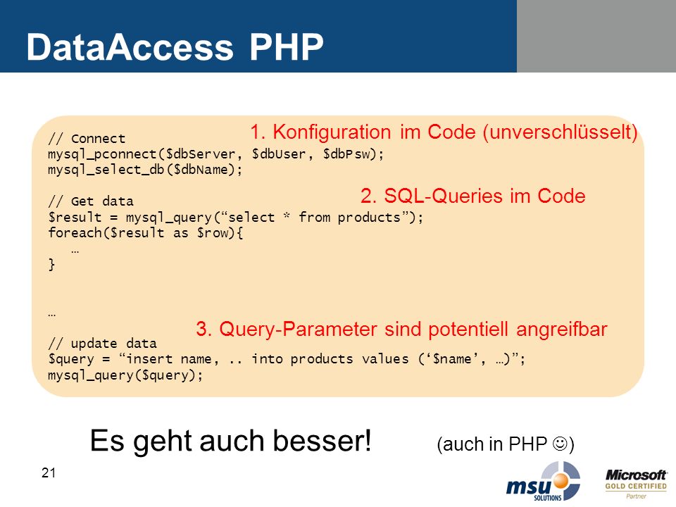 DataAccess PHP Es geht auch besser! (auch in PHP )