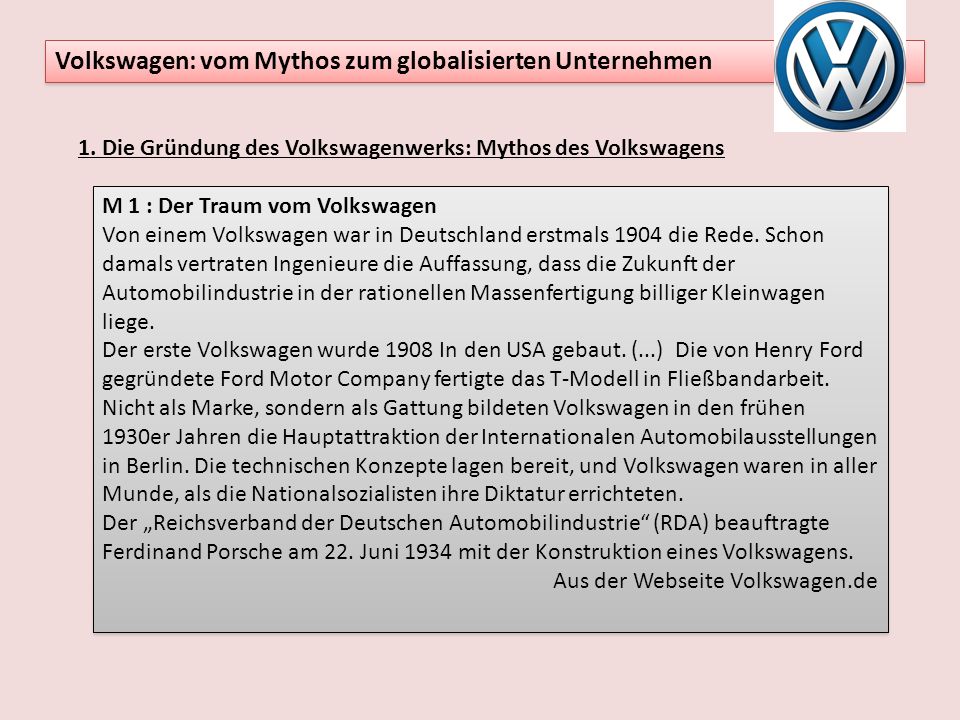 Volkswagen: vom Mythos zum globalisierten Unternehmen