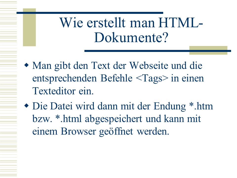 Wie erstellt man HTML-Dokumente
