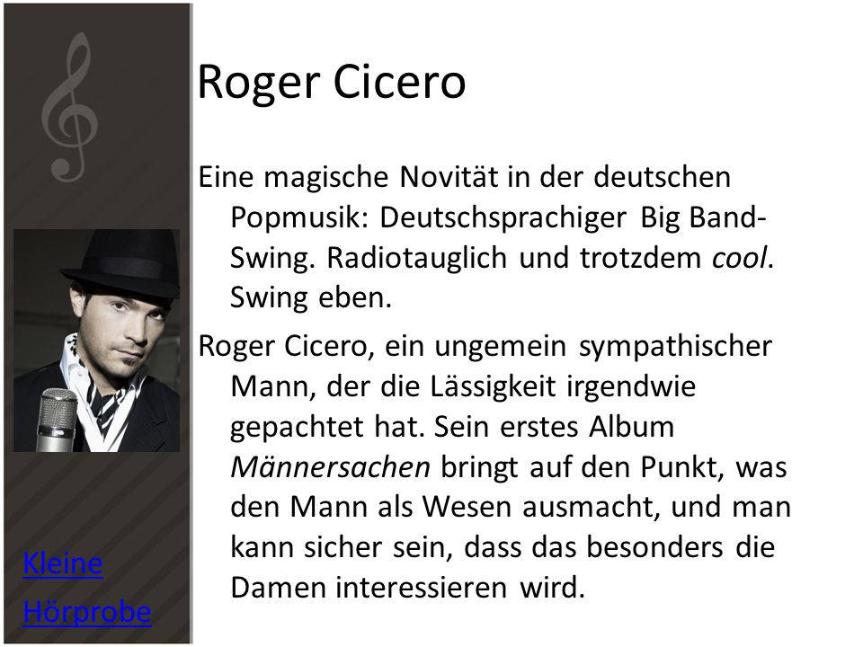 Roger Cicero Kleine. Hörprobe.
