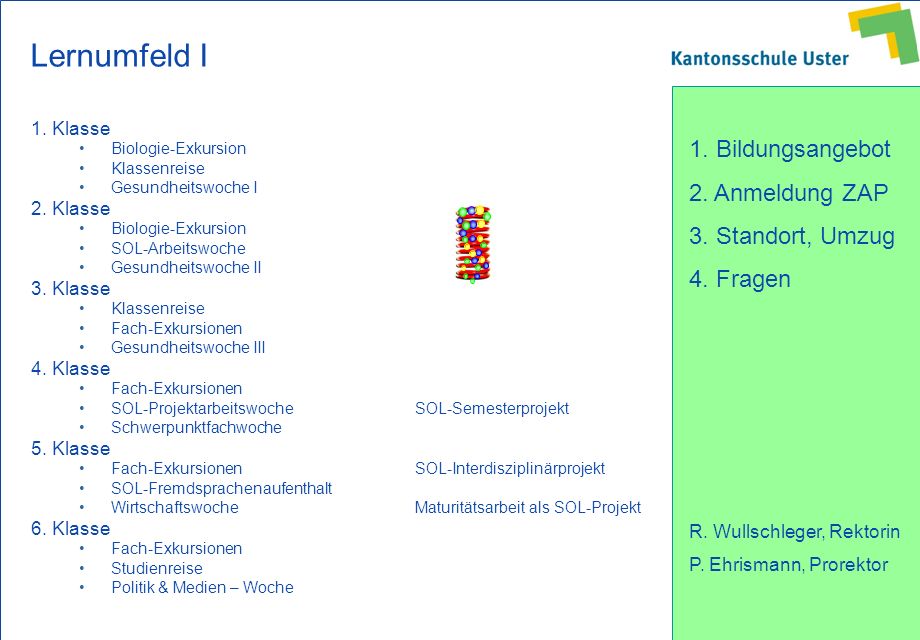 Lernumfeld I 1. Klasse 2. Klasse 3. Klasse 4. Klasse 5. Klasse