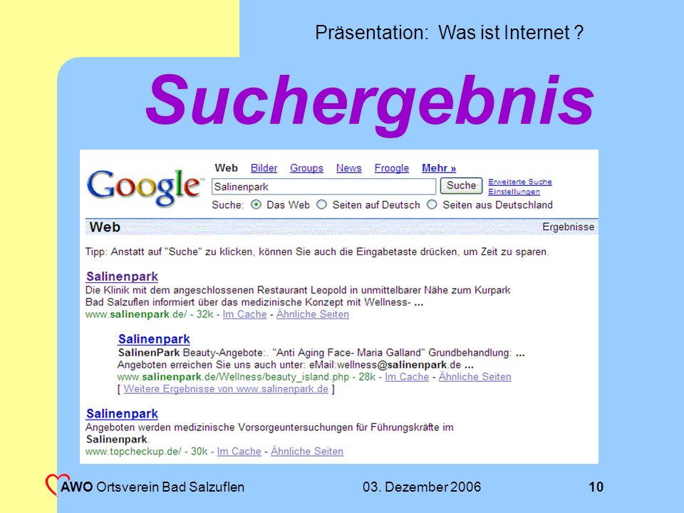 Suchergebnis AWO Ortsverein Bad Salzuflen 03. Dezember 2006