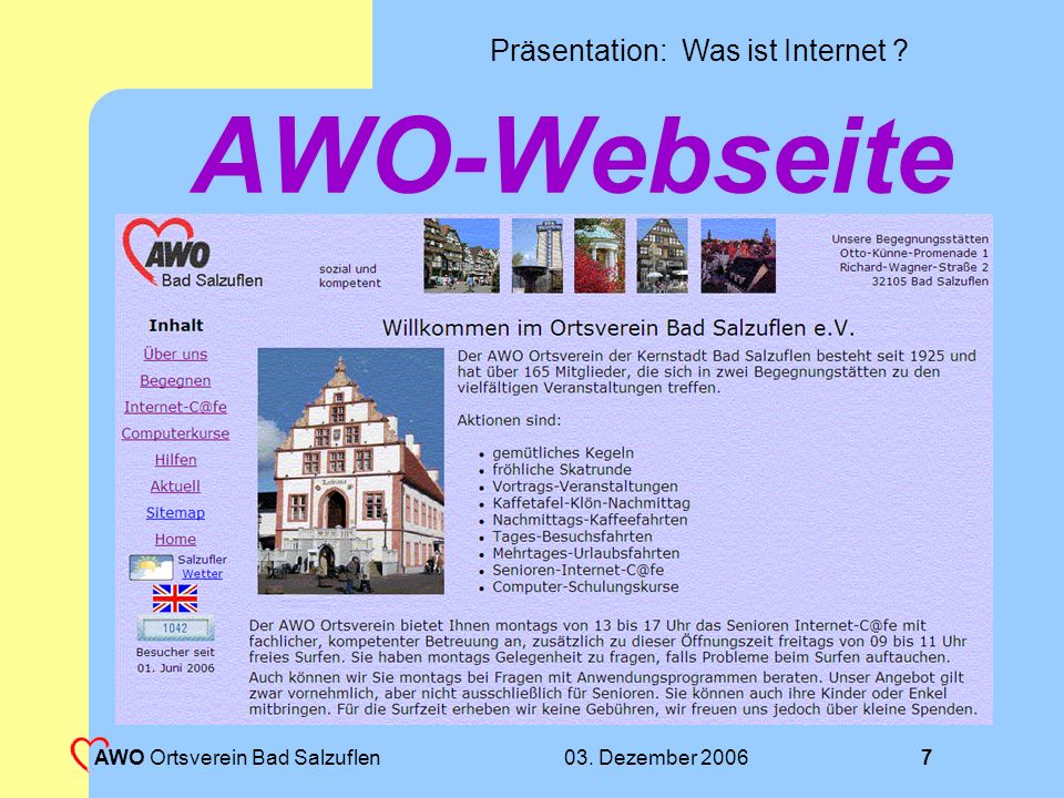 AWO-Webseite AWO Ortsverein Bad Salzuflen 03. Dezember 2006