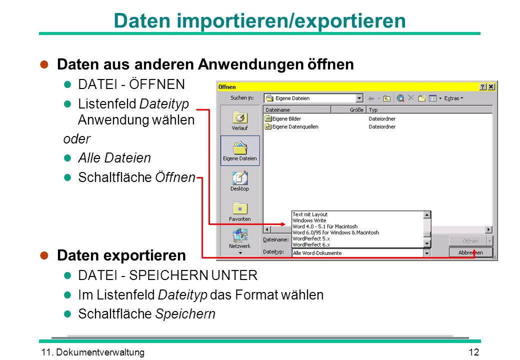 Daten importieren/exportieren