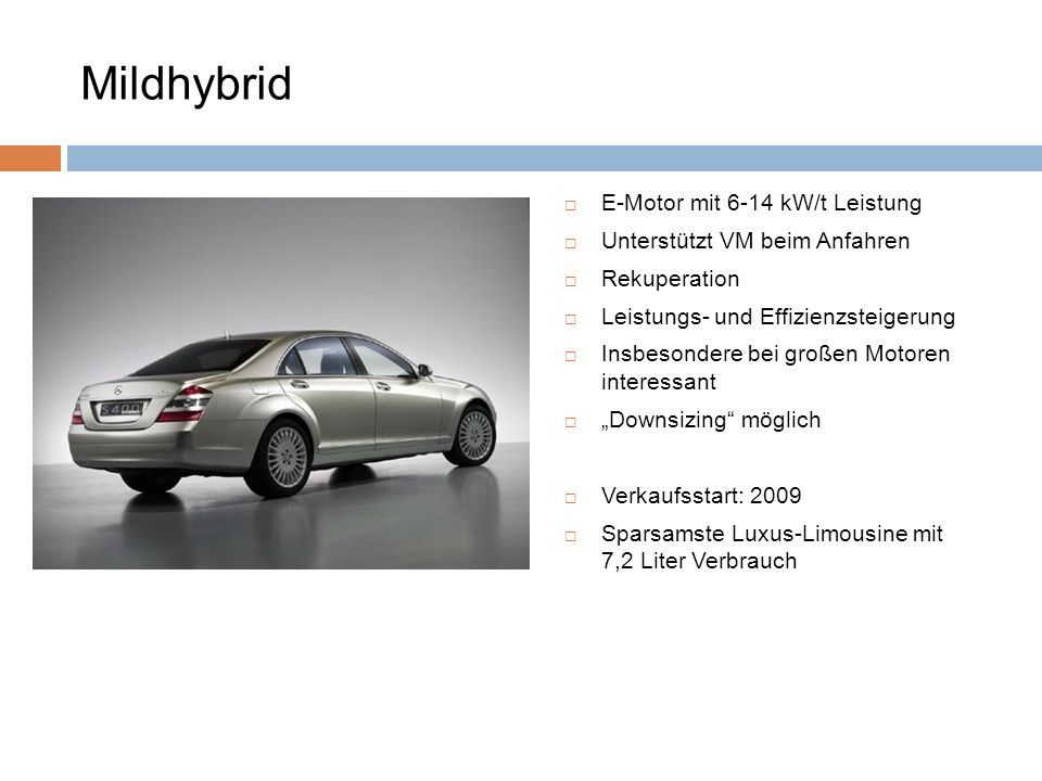 Mildhybrid E-Motor mit 6-14 kW/t Leistung Unterstützt VM beim Anfahren