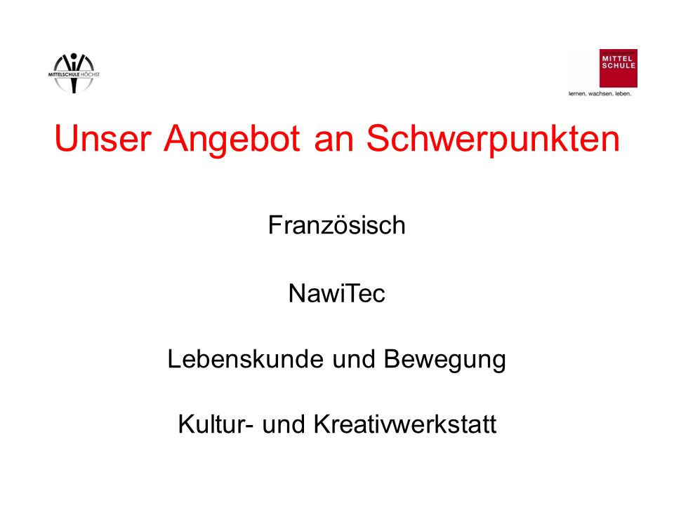 Unser Angebot an Schwerpunkten