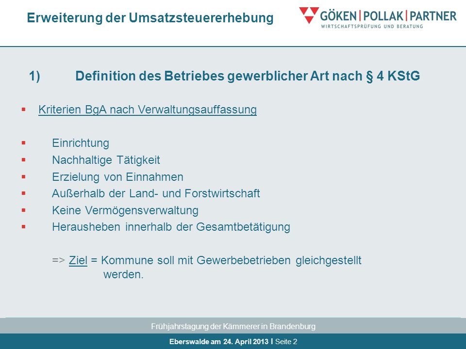 Erweiterung der Umsatzsteuererhebung