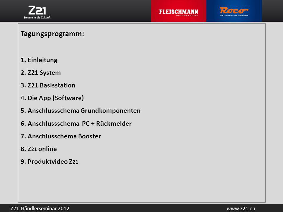 Tagungsprogramm:. 1. Einleitung 2. Z21 System 3. Z21 Basisstation 4