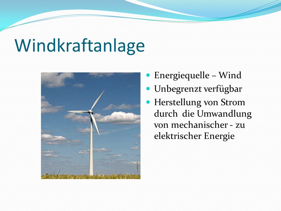 Windkraftanlage Energiequelle – Wind Unbegrenzt verfügbar