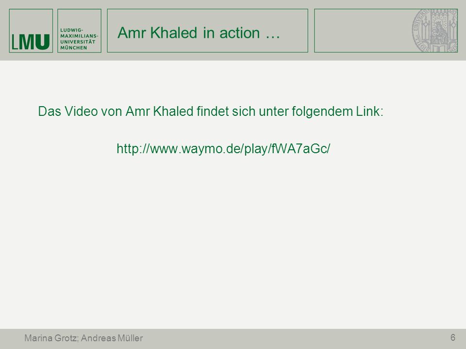 Amr Khaled in action … Das Video von Amr Khaled findet sich unter folgendem Link: