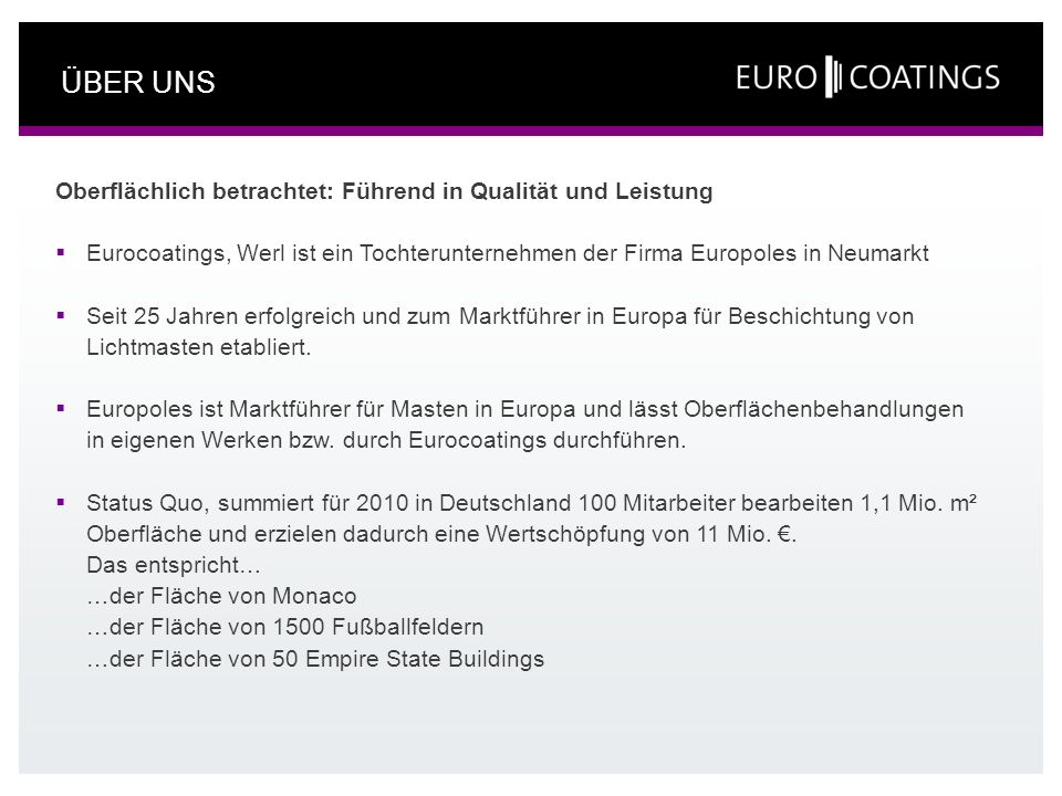 ÜBER UNS Oberflächlich betrachtet: Führend in Qualität und Leistung