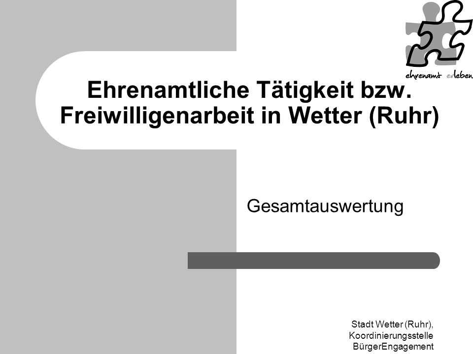 Ehrenamtliche Tätigkeit bzw. Freiwilligenarbeit in Wetter (Ruhr)