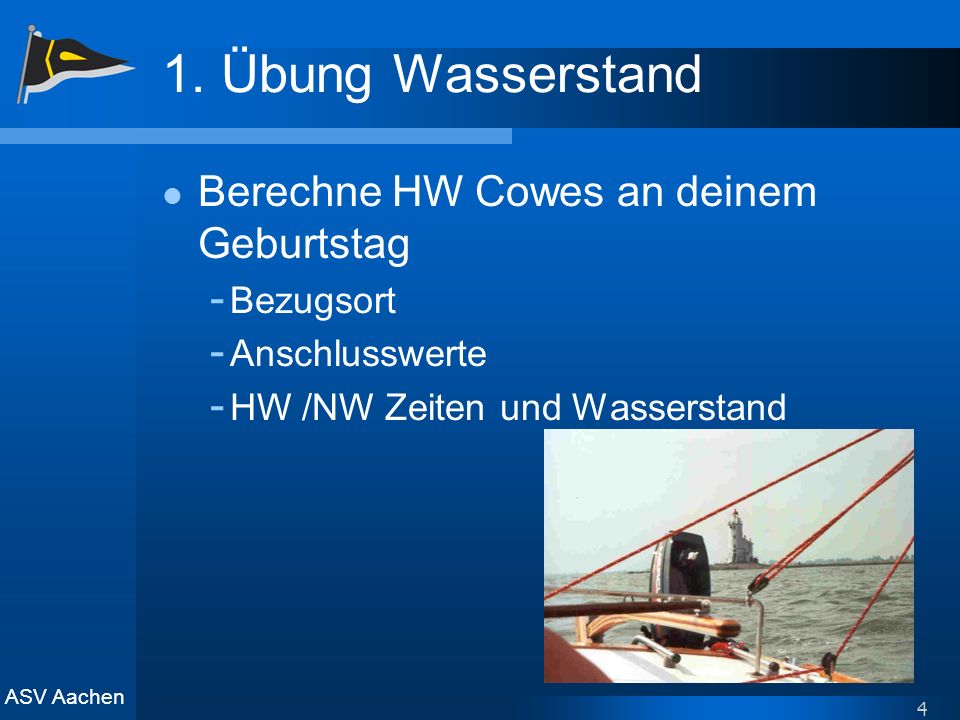 1. Übung Wasserstand Berechne HW Cowes an deinem Geburtstag Bezugsort