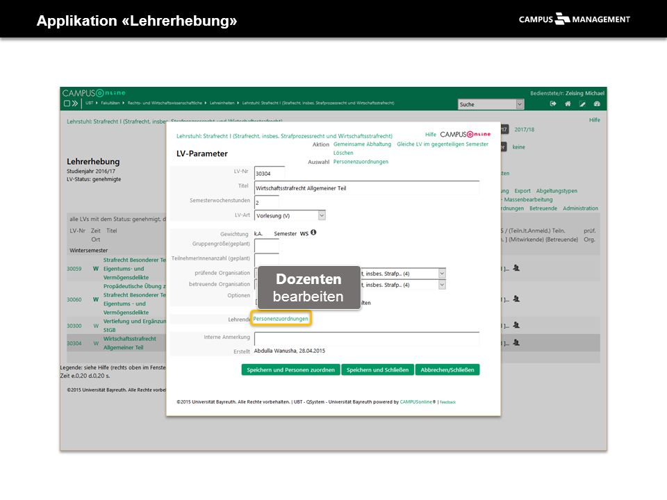 Applikation «Lehrerhebung»