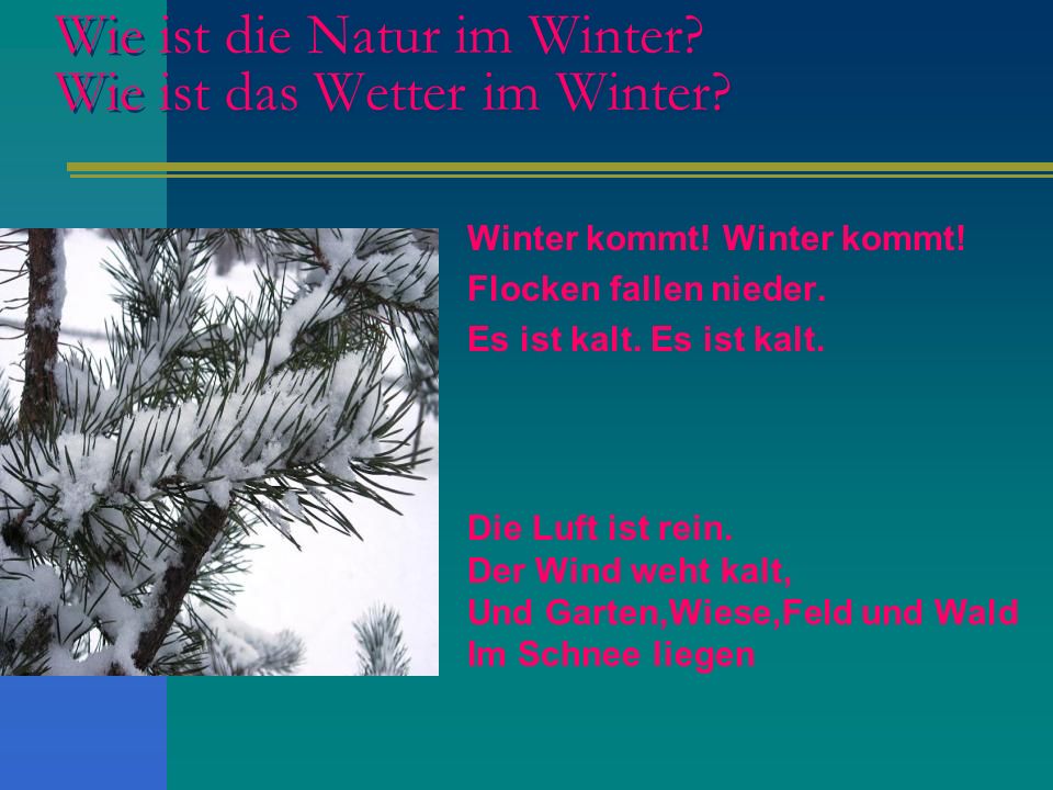 Wie ist die Natur im Winter Wie ist das Wetter im Winter