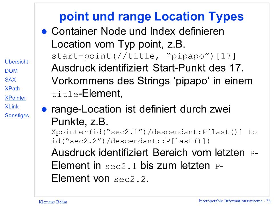 point und range Location Types