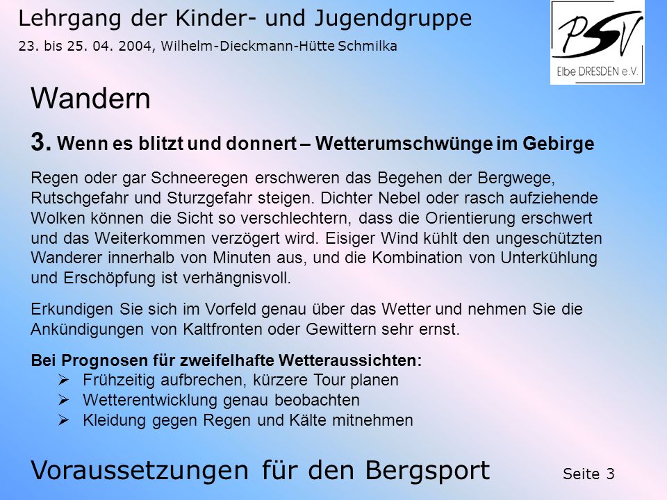 Wandern 3. Wenn es blitzt und donnert – Wetterumschwünge im Gebirge