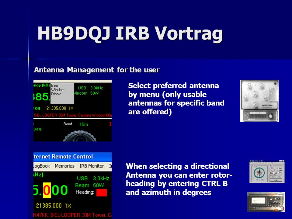 HB9DQJ IRB Vortrag Antenna Management for the user