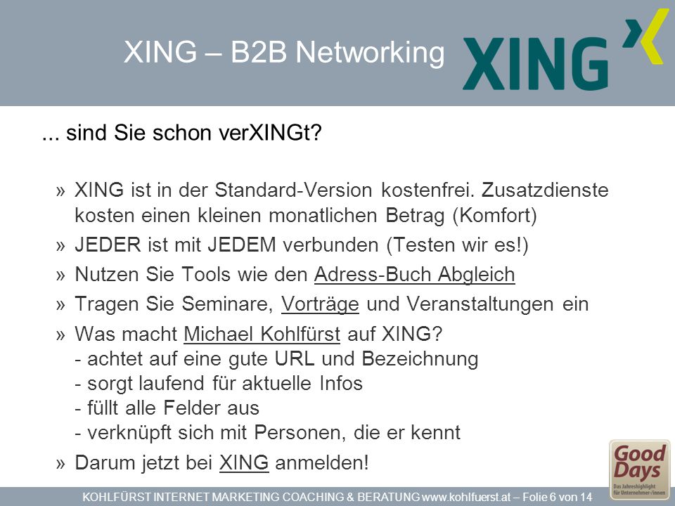 XING – B2B Networking ... sind Sie schon verXINGt