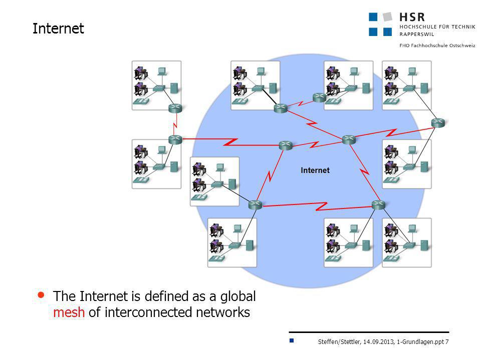 Internet The Internet is defined as a global mesh of interconnected networks