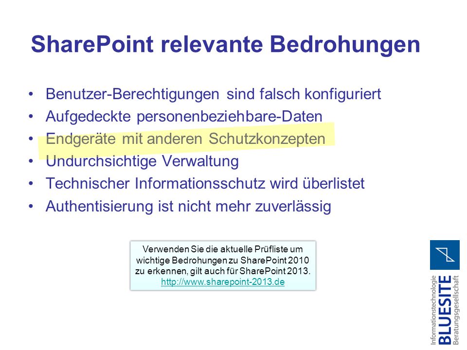 SharePoint relevante Bedrohungen