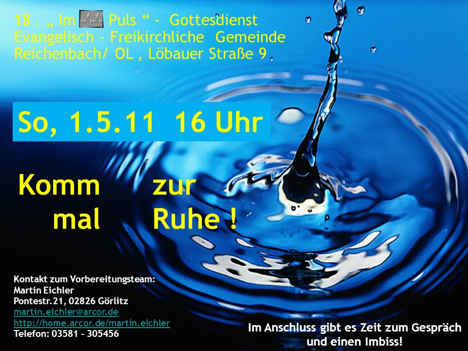 Im Anschluss gibt es Zeit zum Gespräch und einen Imbiss!
