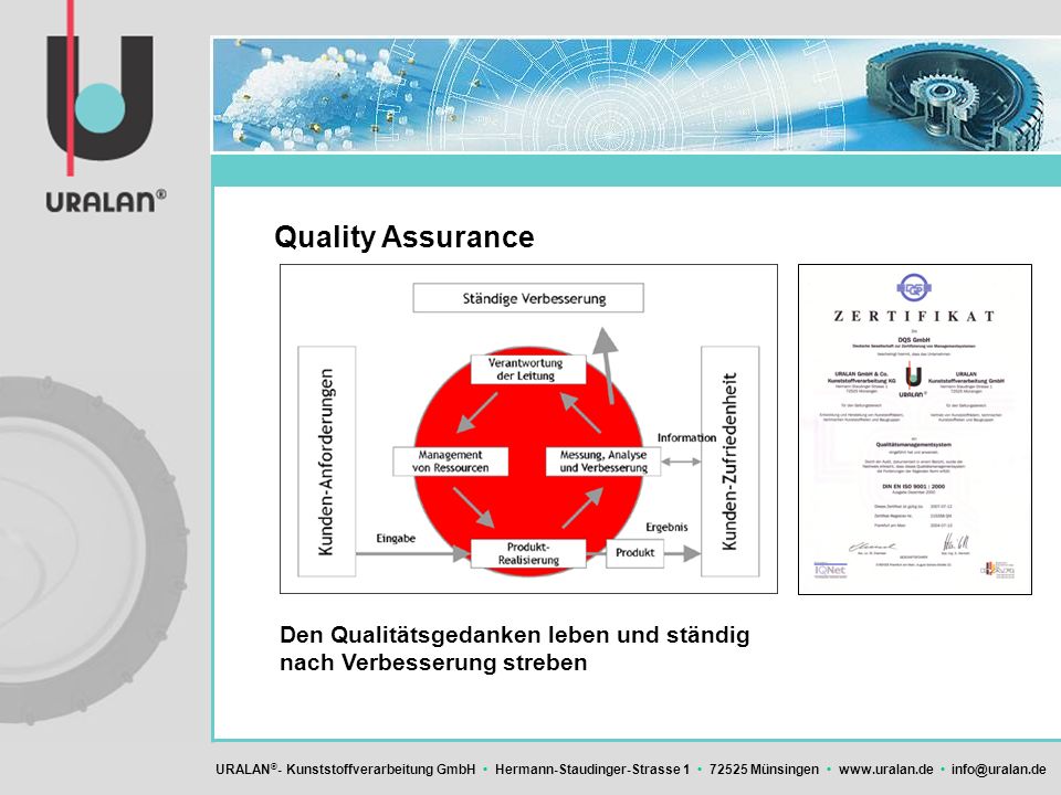 Quality Assurance Den Qualitätsgedanken leben und ständig nach Verbesserung streben