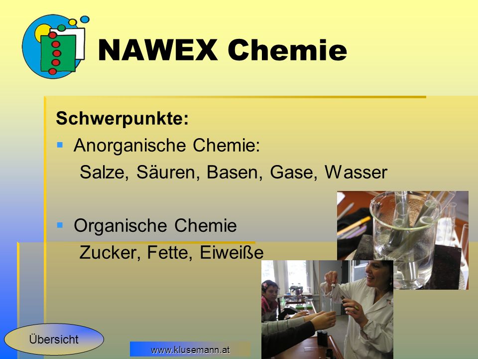 NAWEX Chemie Schwerpunkte: Anorganische Chemie: