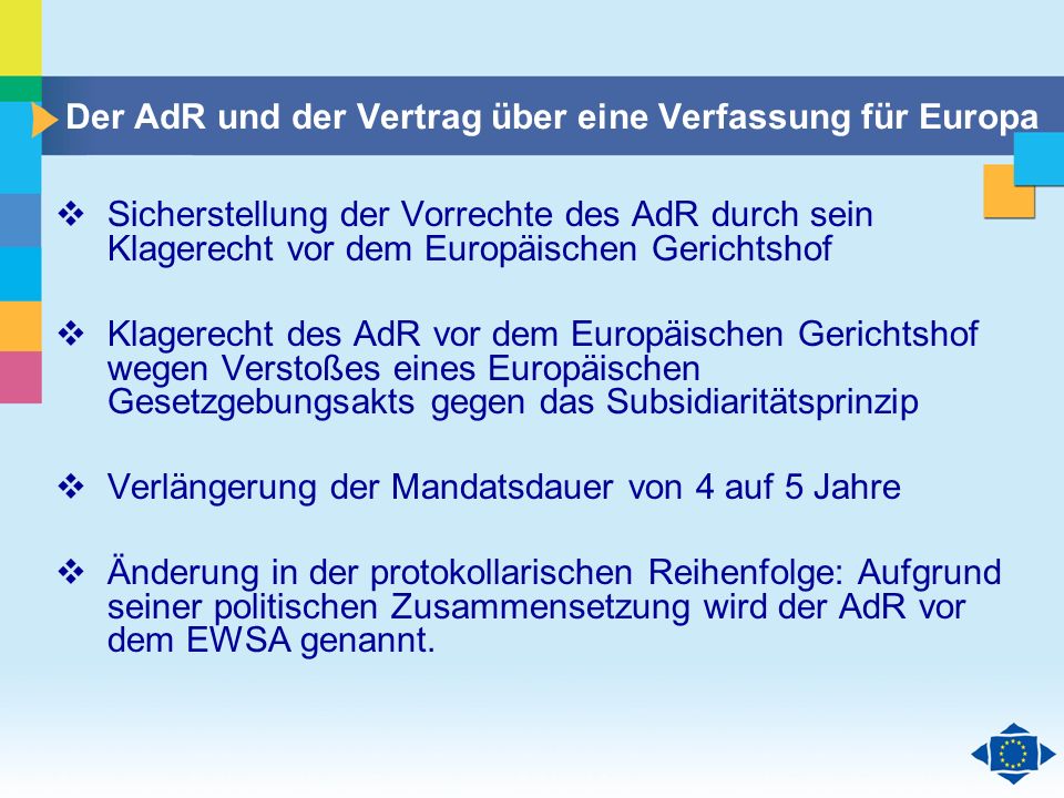 Der AdR und der Vertrag über eine Verfassung für Europa