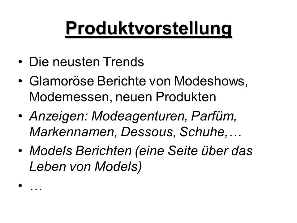 Produktvorstellung Die neusten Trends
