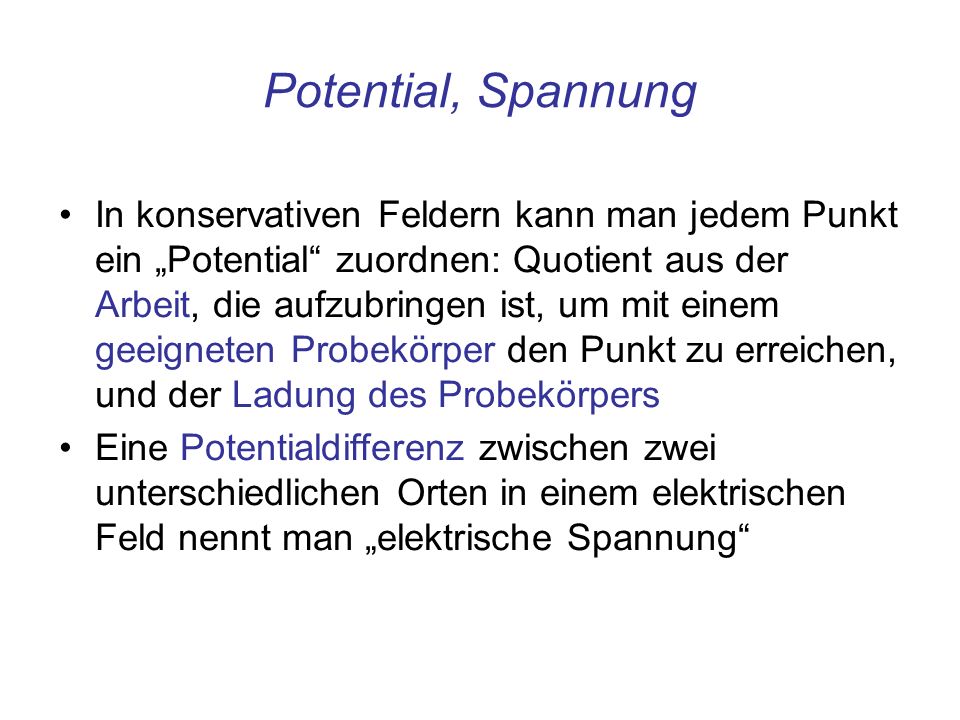 Potential, Spannung