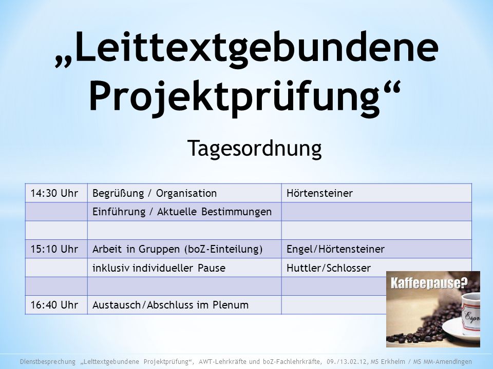 „Leittextgebundene Projektprüfung