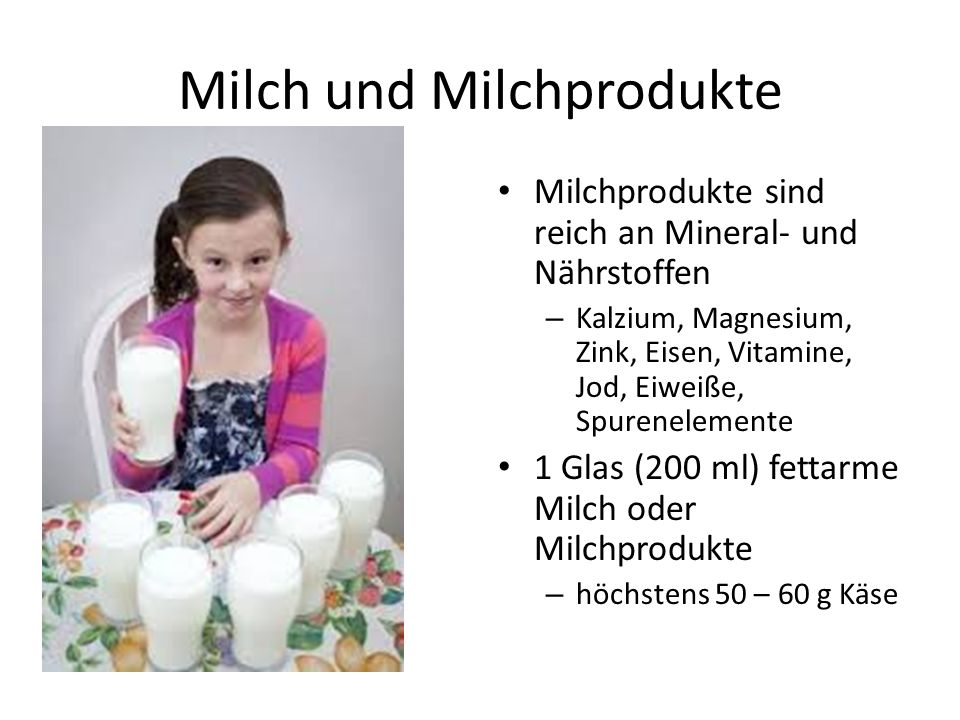 Milch und Milchprodukte