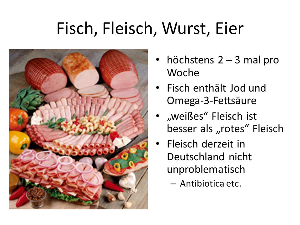 Fisch, Fleisch, Wurst, Eier