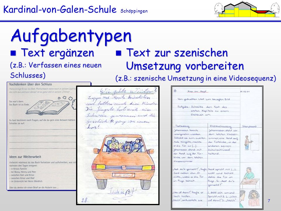 Aufgabentypen Text ergänzen Text zur szenischen Umsetzung vorbereiten