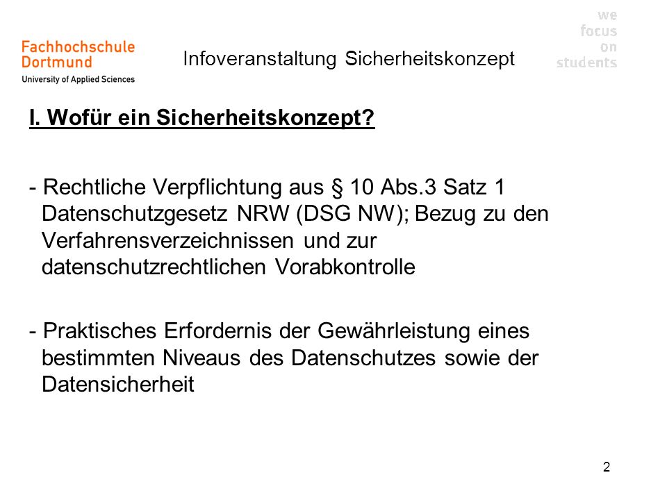 I. Wofür ein Sicherheitskonzept