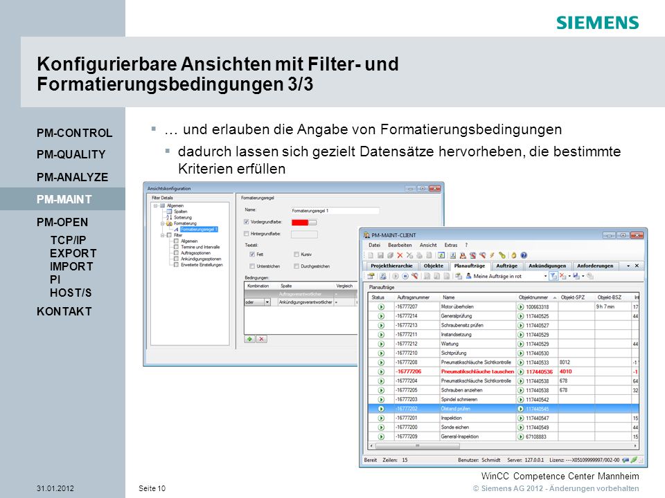 Konfigurierbare Ansichten mit Filter- und Formatierungsbedingungen 3/3