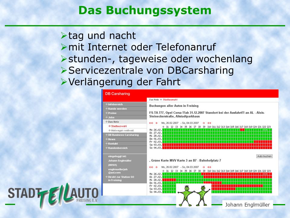 Das Buchungssystem tag und nacht mit Internet oder Telefonanruf