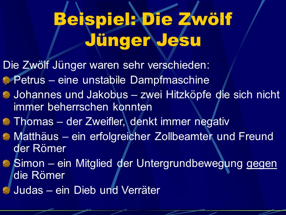 Beispiel: Die Zwölf Jünger Jesu