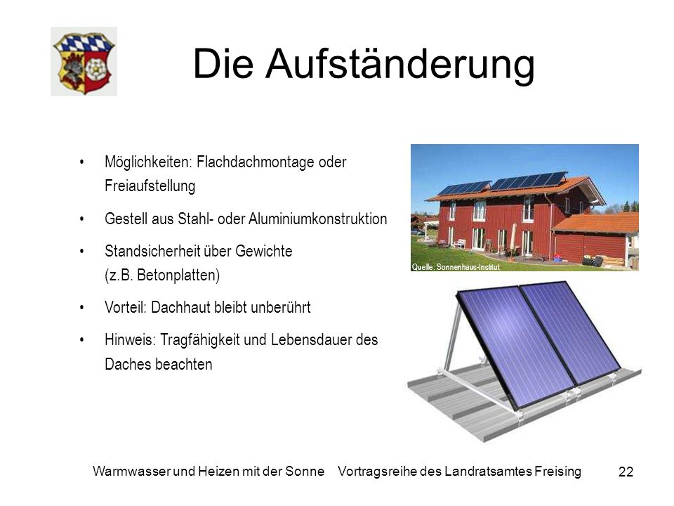 Die Aufständerung Möglichkeiten: Flachdachmontage oder Freiaufstellung
