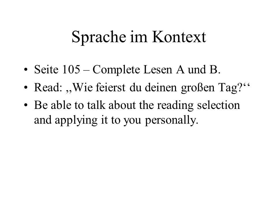 Sprache im Kontext Seite 105 – Complete Lesen A und B.