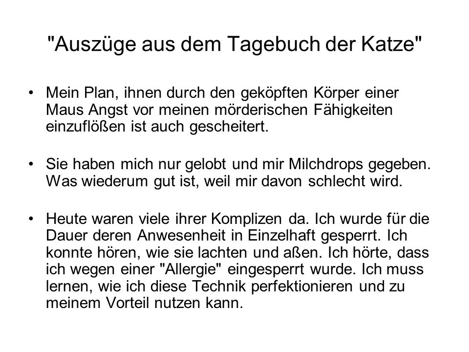 Auszüge aus dem Tagebuch der Katze