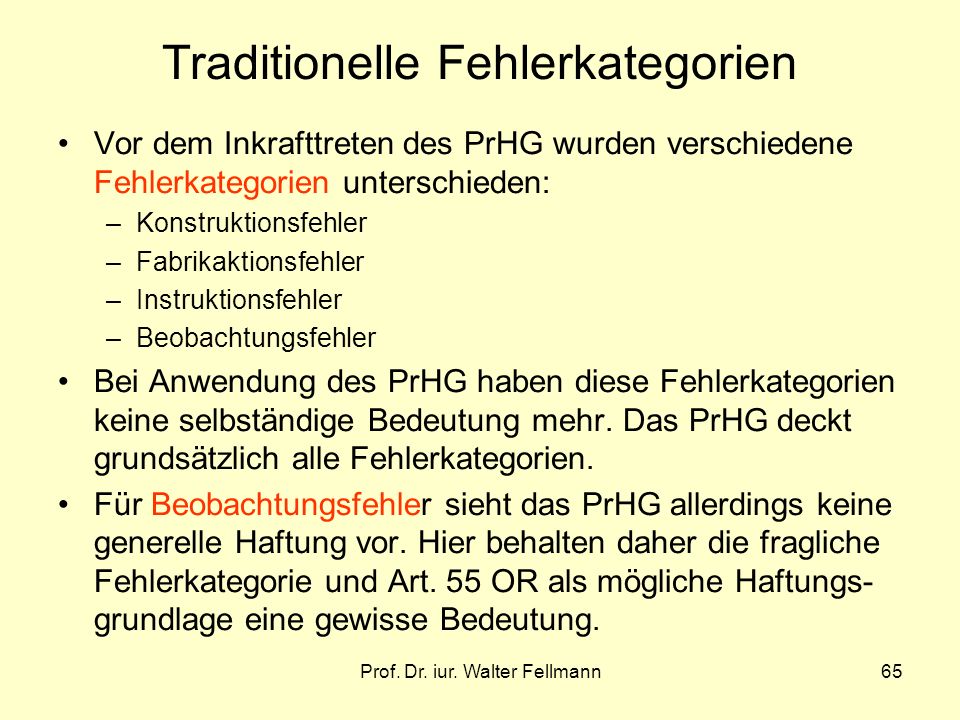 Traditionelle Fehlerkategorien