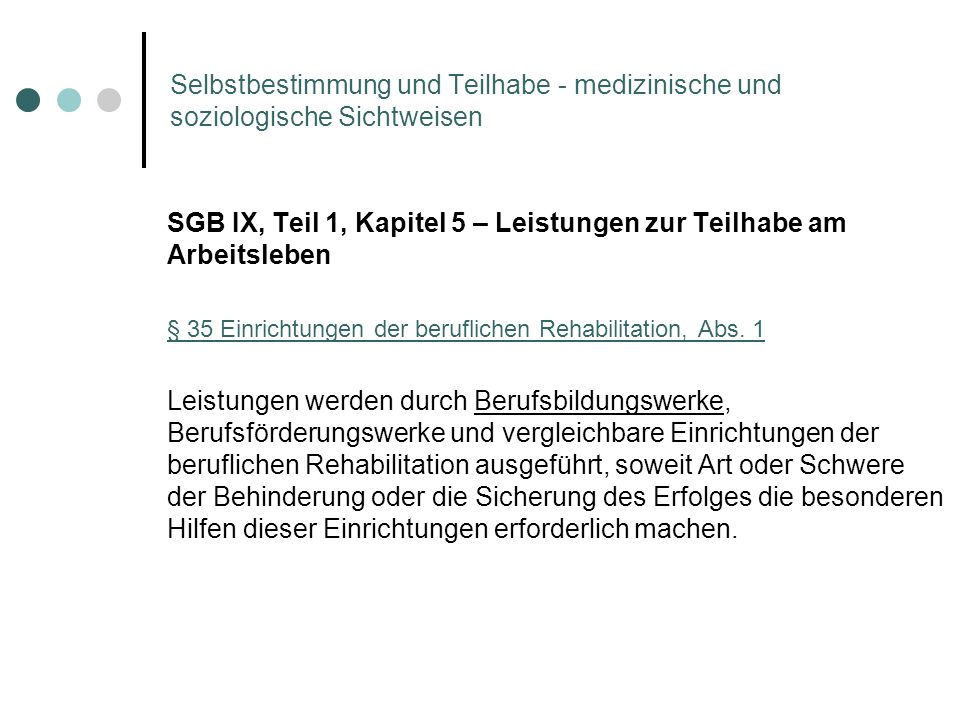 SGB IX, Teil 1, Kapitel 5 – Leistungen zur Teilhabe am Arbeitsleben