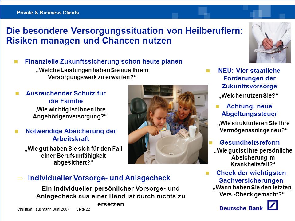 Die besondere Versorgungssituation von Heilberuflern: Risiken managen und Chancen nutzen