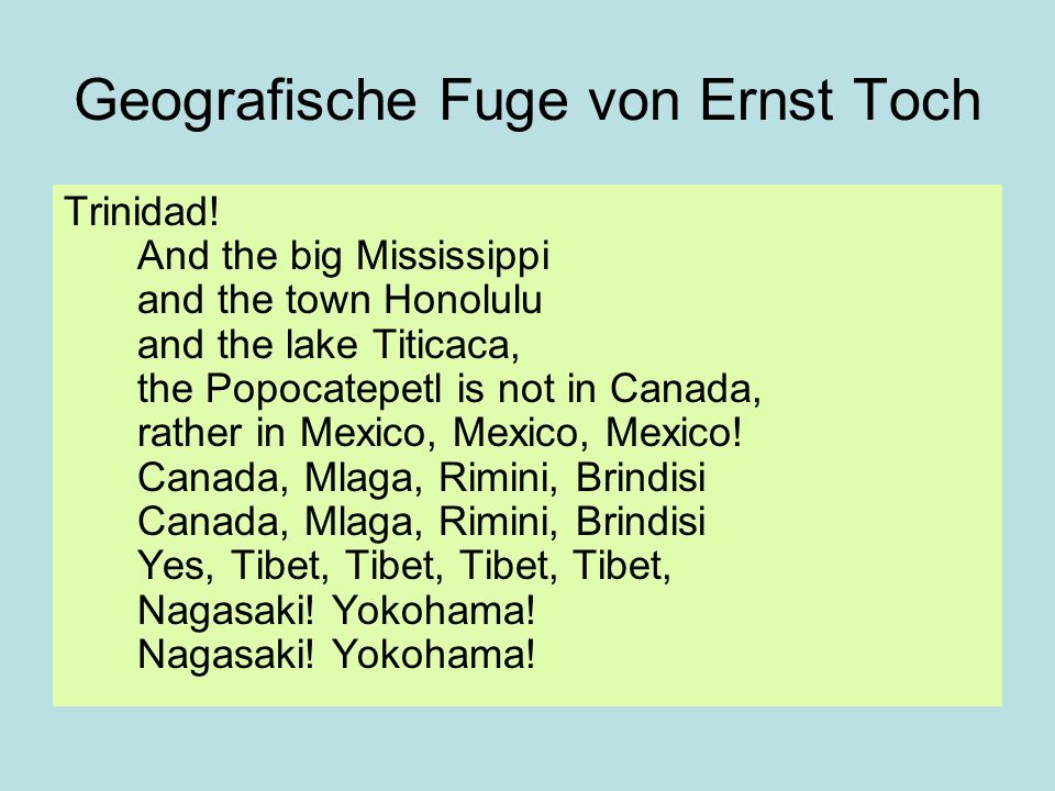 Geografische Fuge von Ernst Toch