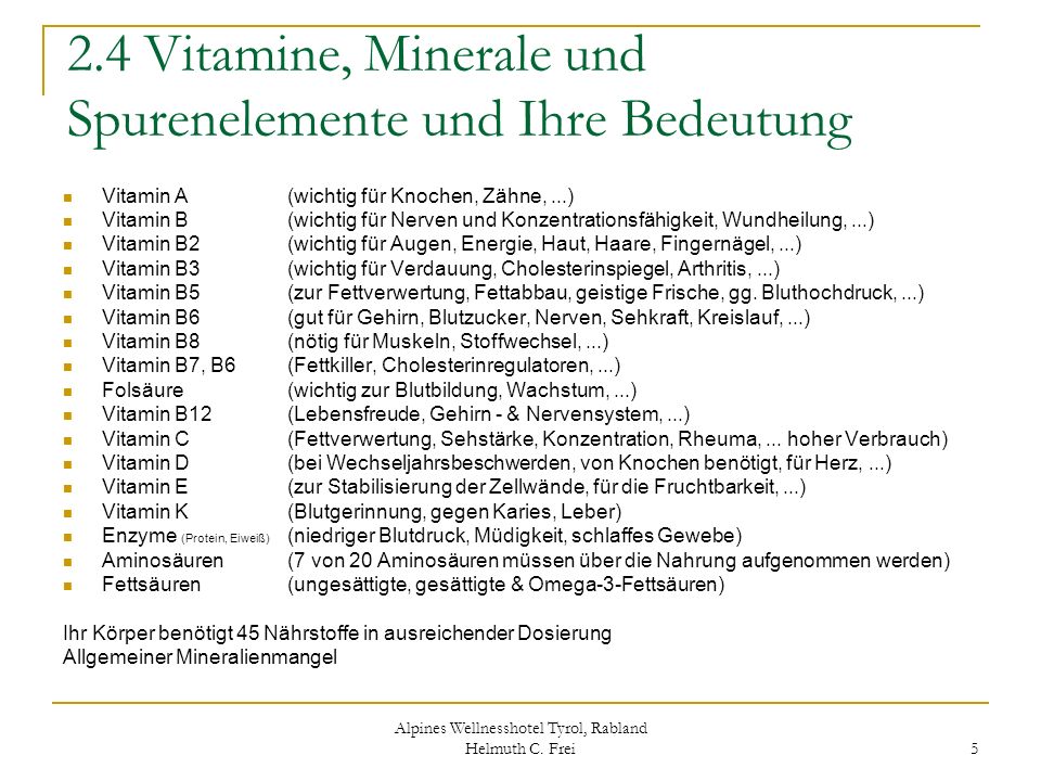 2.4 Vitamine, Minerale und Spurenelemente und Ihre Bedeutung