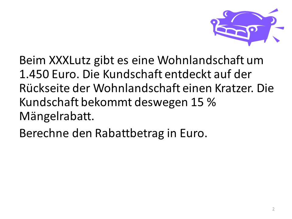 Berechne den Rabattbetrag in Euro.