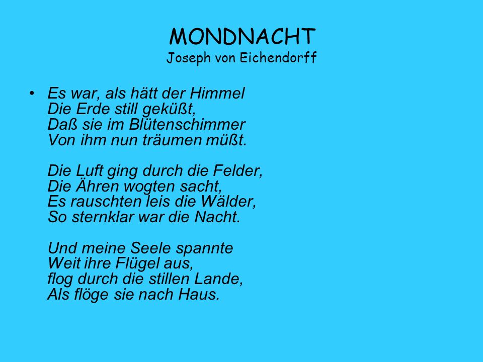 MONDNACHT Joseph von Eichendorff